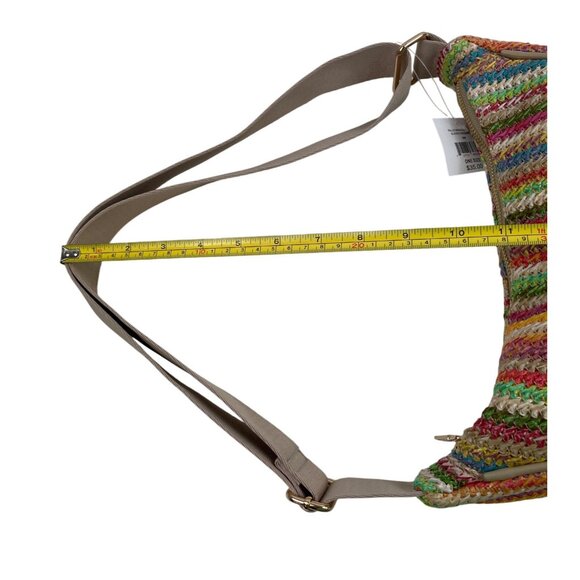 Falls Creek Multicolor Straw Shoulder Bag Purse Adjustable Strap Zipper Closure - Picture 10 of 11